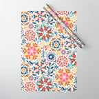 Watercolor Kaleidoscope Floral - desaturated Wrapping Paper Gallery Image 1