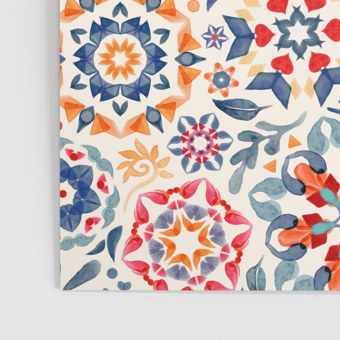 Watercolor Kaleidoscope Floral - desaturated Poster Gallery Image 3