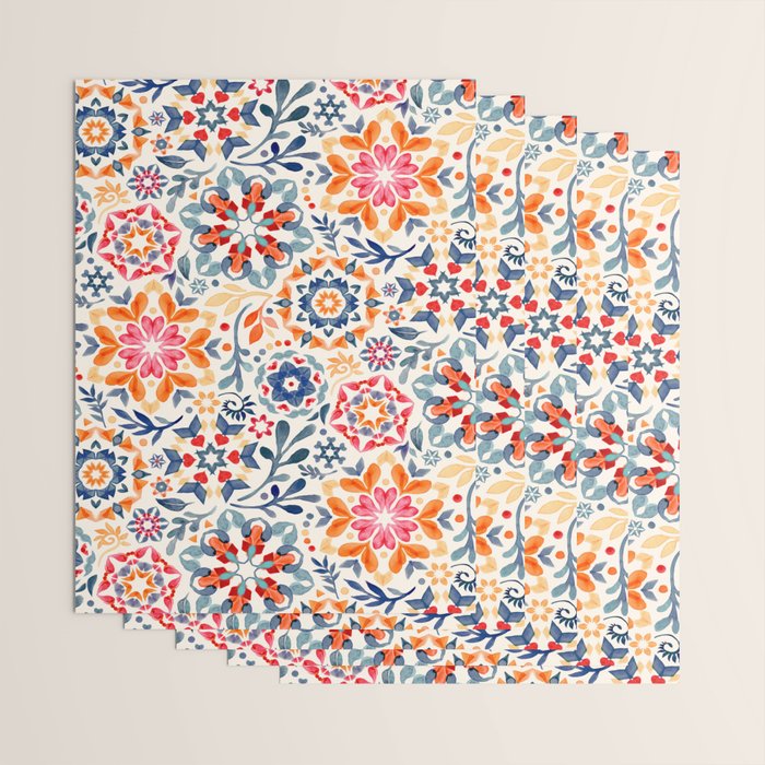 Watercolor Kaleidoscope Floral - desaturated Wrapping Paper Gallery Image 3