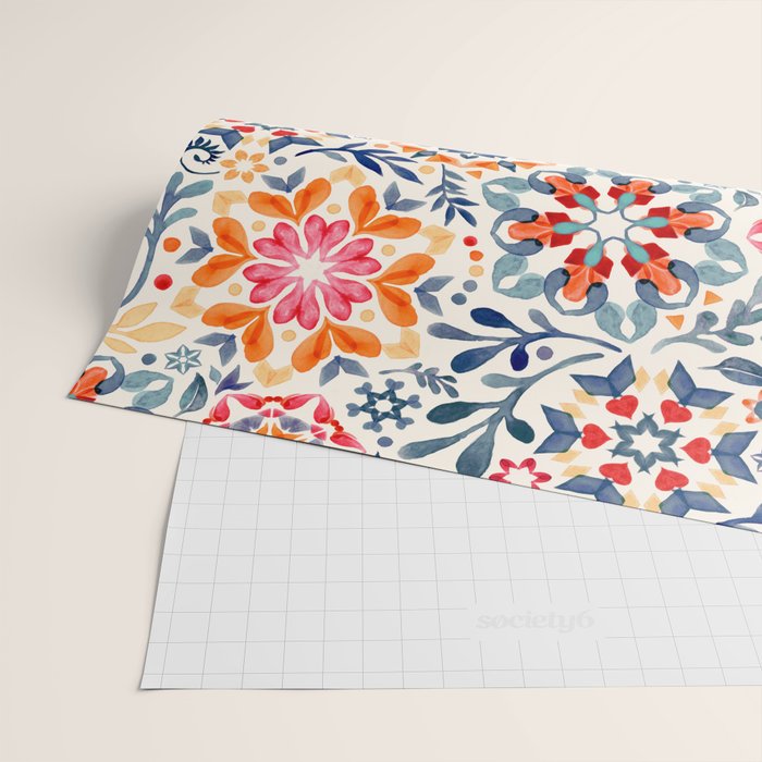 Watercolor Kaleidoscope Floral - desaturated Wrapping Paper Gallery Image 2