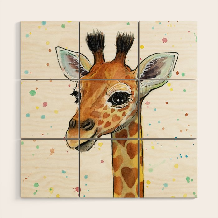 Baby Giraffe Wood Wall Art Gallery Image 1