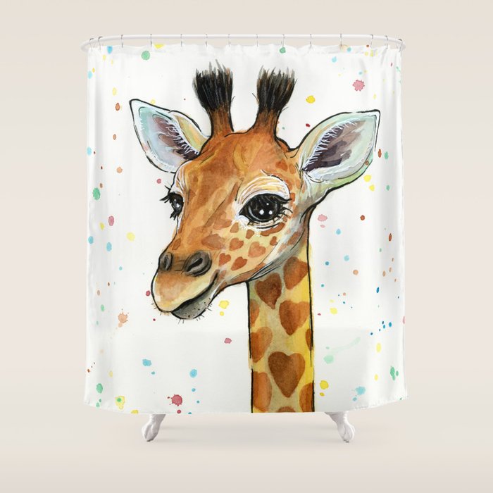 Baby Giraffe Shower Curtain Gallery Image 1
