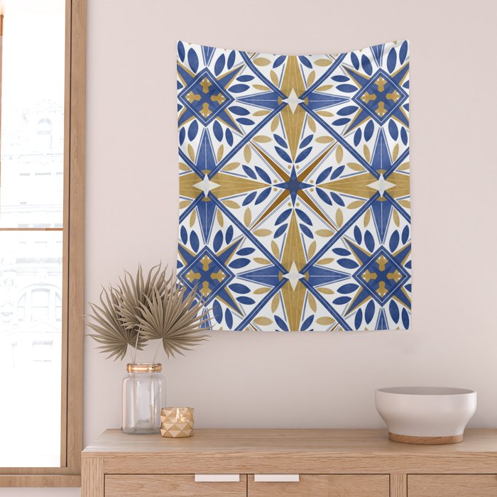 Geometric modern tile B Wall Tapestry Gallery Image 2