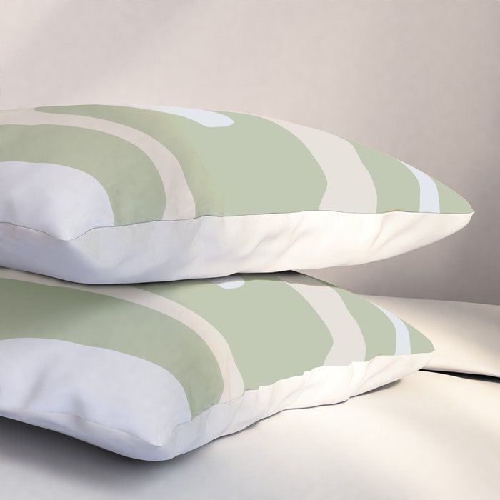 Mid Mod Piquet Pattern in Beige, Sage, and Light Silver Gray Pillow Sham Gallery Image 3