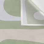 Mid Mod Piquet Pattern in Beige, Sage, and Light Silver Gray Wall Tapestry Gallery Image 3