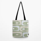 Mid Mod Piquet Pattern in Beige, Sage, and Light Silver Gray Tote Bag Gallery Image 2