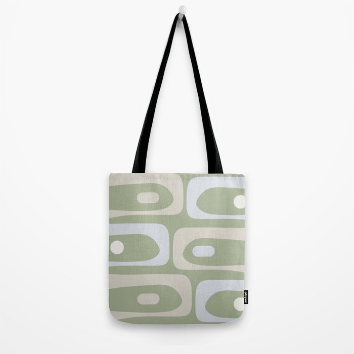 Mid Mod Piquet Pattern in Beige, Sage, and Light Silver Gray Tote Bag Gallery Image 2