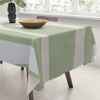 Mid Mod Piquet Pattern in Beige, Sage, and Light Silver Gray Tablecloth Gallery Image 3