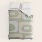 Mid Mod Piquet Pattern in Beige, Sage, and Light Silver Gray Comforter Gallery Image 6