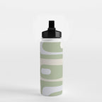 Mid Mod Piquet Pattern in Beige, Sage, and Light Silver Gray Water Bottle Gallery Image 2