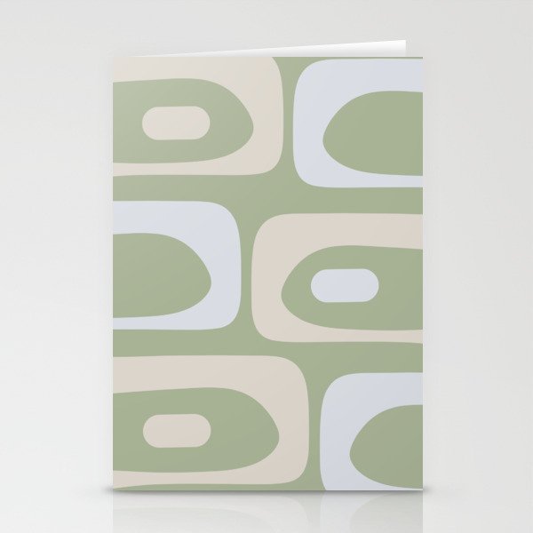 Mid Mod Piquet Pattern in Beige, Sage, and Light Silver Gray Stationery Card Gallery Image 1