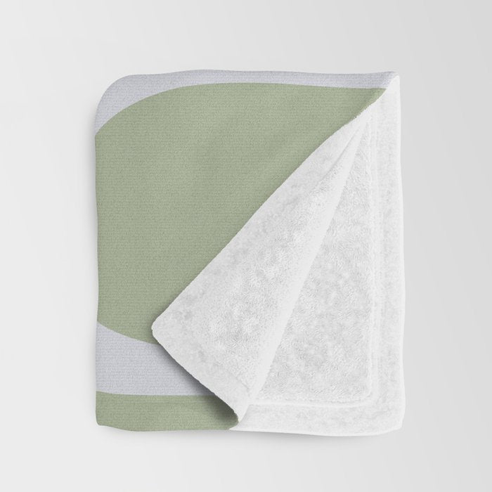 Mid Mod Piquet Pattern in Beige, Sage, and Light Silver Gray Throw Blanket Gallery Image 3