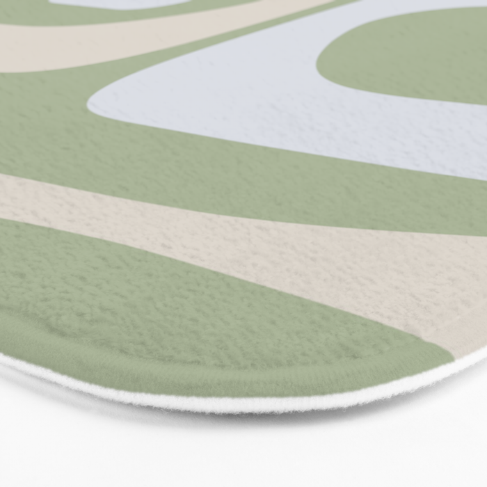 Mid Mod Piquet Pattern in Beige, Sage, and Light Silver Gray Bath Mat Gallery Image 3
