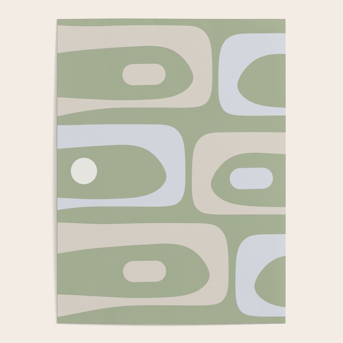 Mid Mod Piquet Pattern in Beige, Sage, and Light Silver Gray Poster Gallery Image 4