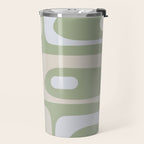 Mid Mod Piquet Pattern in Beige, Sage, and Light Silver Gray Travel Mug Gallery Image 2