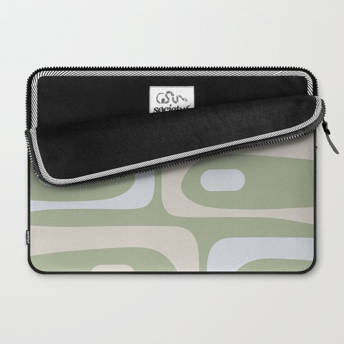 Mid Mod Piquet Pattern in Beige, Sage, and Light Silver Gray Laptop Sleeve Gallery Image 2