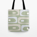 Mid Mod Piquet Pattern in Beige, Sage, and Light Silver Gray Tote Bag Gallery Image 1