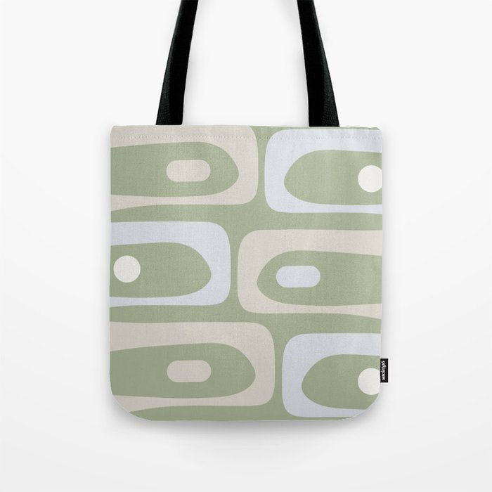 Mid Mod Piquet Pattern in Beige, Sage, and Light Silver Gray Tote Bag Gallery Image 1