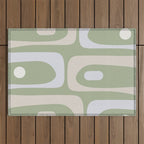 Mid Mod Piquet Pattern in Beige, Sage, and Light Silver Gray Outdoor Rug Gallery Image 1