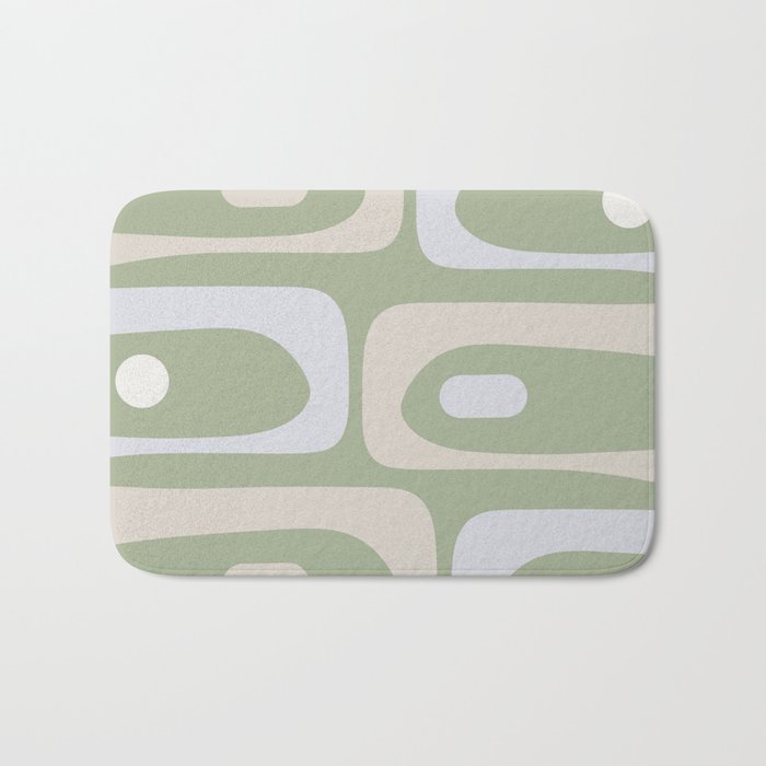 Mid Mod Piquet Pattern in Beige, Sage, and Light Silver Gray Bath Mat Gallery Image 1
