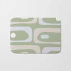 Mid Mod Piquet Pattern in Beige, Sage, and Light Silver Gray Bath Mat Gallery Image 1