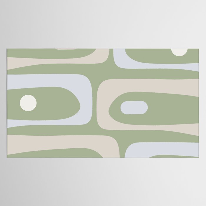 Mid Mod Piquet Pattern in Beige, Sage, and Light Silver Gray Tablecloth Gallery Image 2