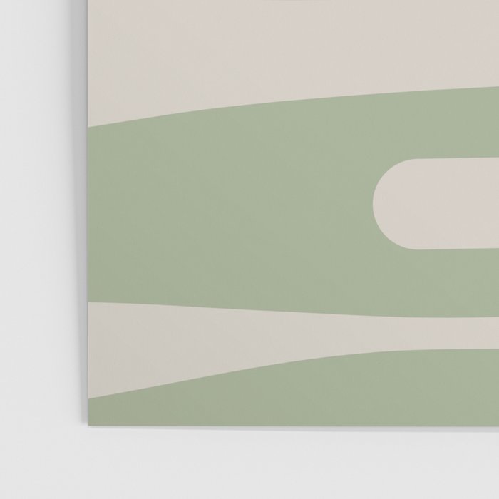 Mid Mod Piquet Pattern in Beige, Sage, and Light Silver Gray Poster Gallery Image 3