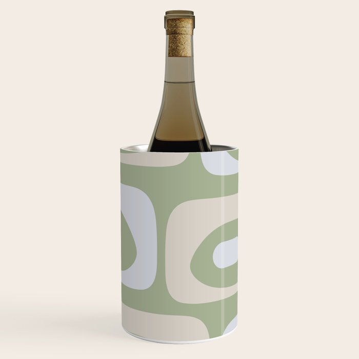 Mid Mod Piquet Pattern in Beige, Sage, and Light Silver Gray Wine Chiller Gallery Image 1