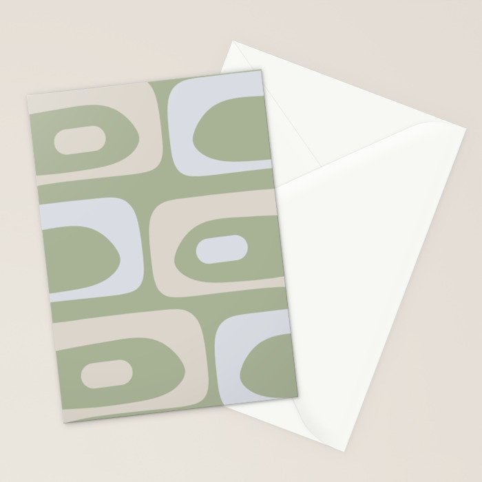 Mid Mod Piquet Pattern in Beige, Sage, and Light Silver Gray Stationery Card Gallery Image 2