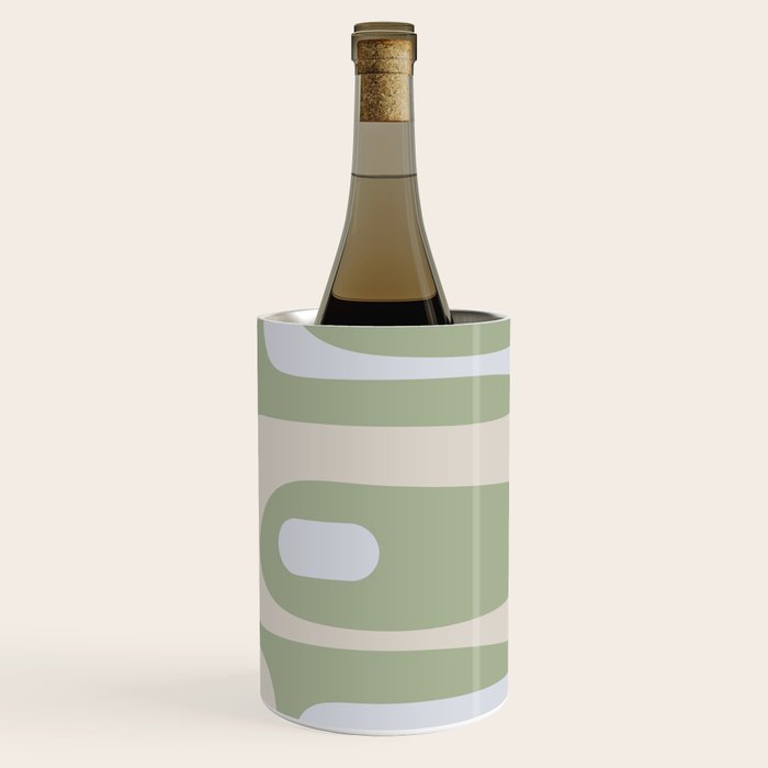Mid Mod Piquet Pattern in Beige, Sage, and Light Silver Gray Wine Chiller Gallery Image 3