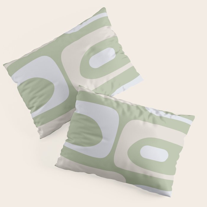 Mid Mod Piquet Pattern in Beige, Sage, and Light Silver Gray Pillow Sham Gallery Image 3