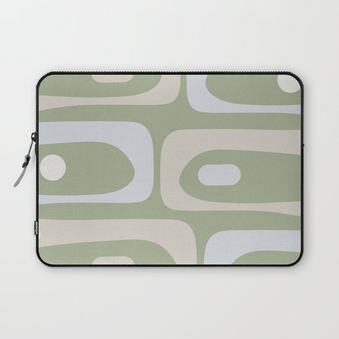 Mid Mod Piquet Pattern in Beige, Sage, and Light Silver Gray Laptop Sleeve Gallery Image 1