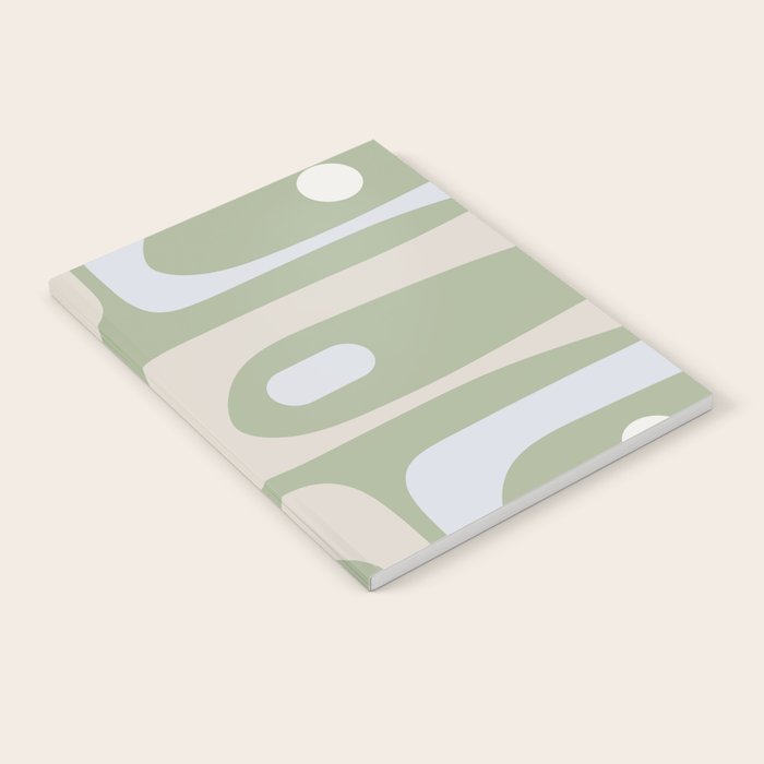Mid Mod Piquet Pattern in Beige, Sage, and Light Silver Gray Notebook Gallery Image 1