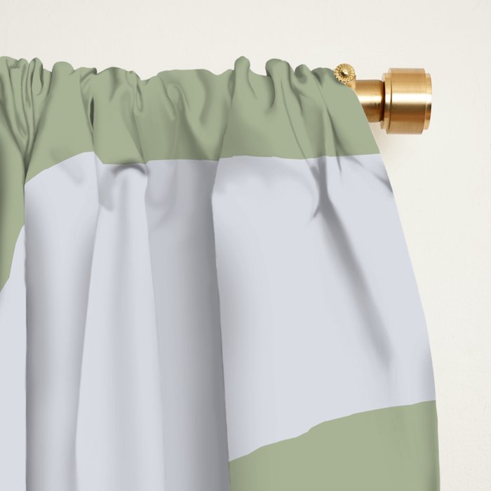 Mid Mod Piquet Pattern in Beige, Sage, and Light Silver Gray Window Curtain Gallery Image 2