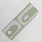 Mid Mod Piquet Pattern in Beige, Sage, and Light Silver Gray Yoga Mat Gallery Image 1