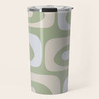 Mid Mod Piquet Pattern in Beige, Sage, and Light Silver Gray Travel Mug Gallery Image 1