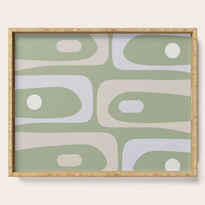 Mid Mod Piquet Pattern in Beige, Sage, and Light Silver Gray Serving Tray Gallery Image 1