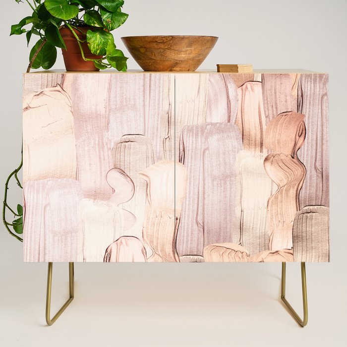 Shiny Metal Copper Hand Drawn Strokes Credenza Gallery Image 1