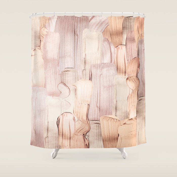 Shiny Metal Copper Hand Drawn Strokes Shower Curtain Gallery Image 1