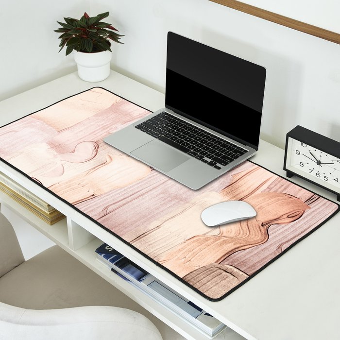Shiny Metal Copper Hand Drawn Strokes Desk Mat Gallery Image 2