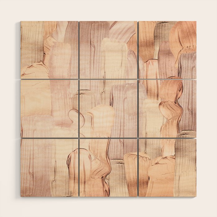 Shiny Metal Copper Hand Drawn Strokes Wood Wall Art Gallery Image 1