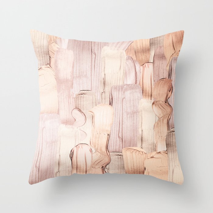 Shiny Metal Copper Hand Drawn Strokes Throw Pillow Gallery Image 1
