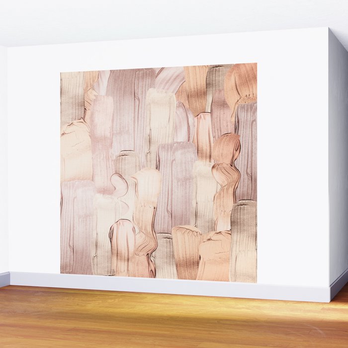 Shiny Metal Copper Hand Drawn Strokes Wall Mural Gallery Image 2