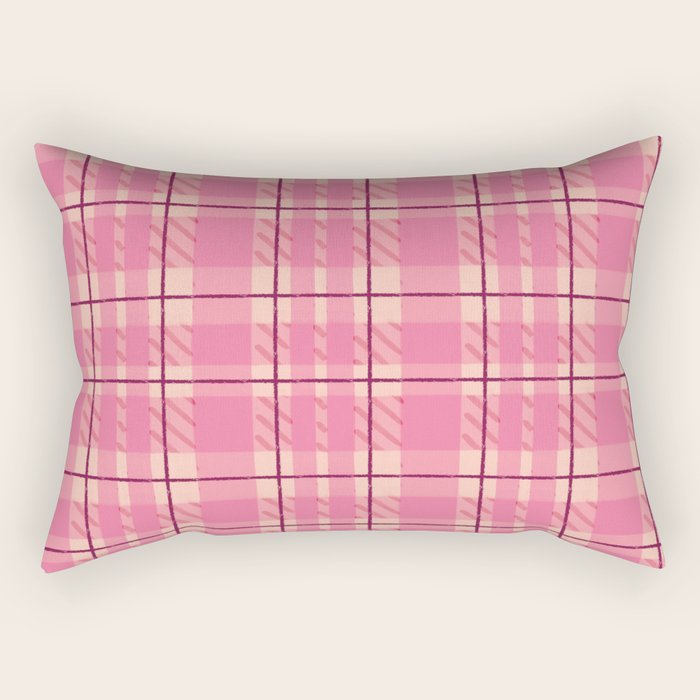 Rustic Pink Tartan Plaid Rectangular Pillow Gallery Image 1
