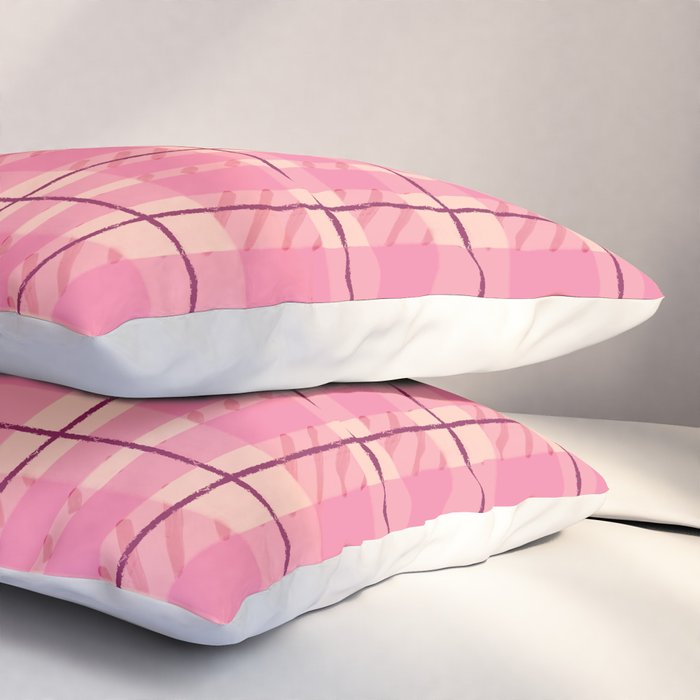 Rustic Pink Tartan Plaid Pillow Sham Gallery Image 3