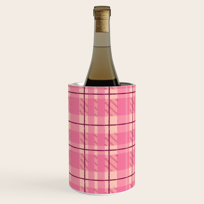 Rustic Pink Tartan Plaid Wine Chiller Gallery Image 3