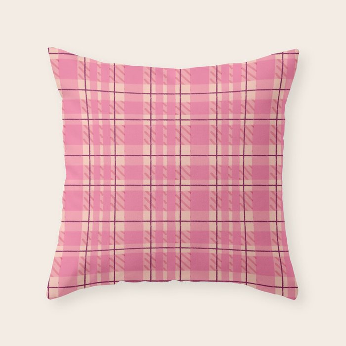 Rustic Pink Tartan Plaid Throw Pillow Gallery Image 6