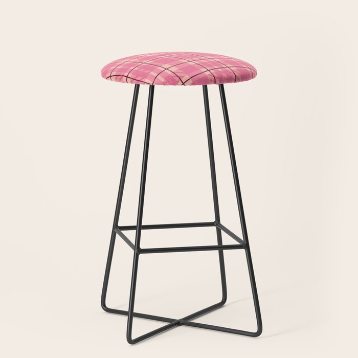 Rustic Pink Tartan Plaid Stool Gallery Image 1