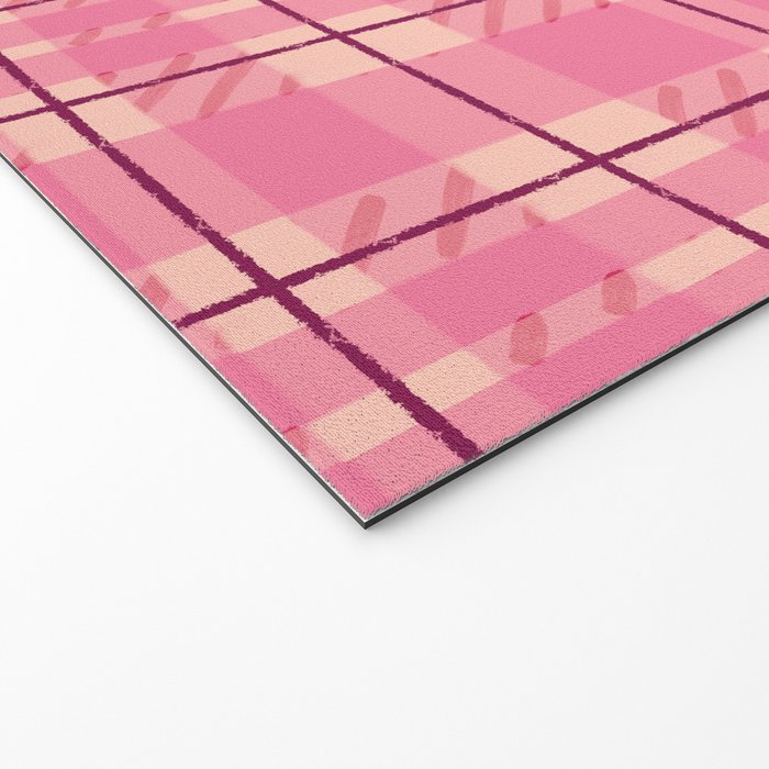 Rustic Pink Tartan Plaid Welcome Mat Gallery Image 2