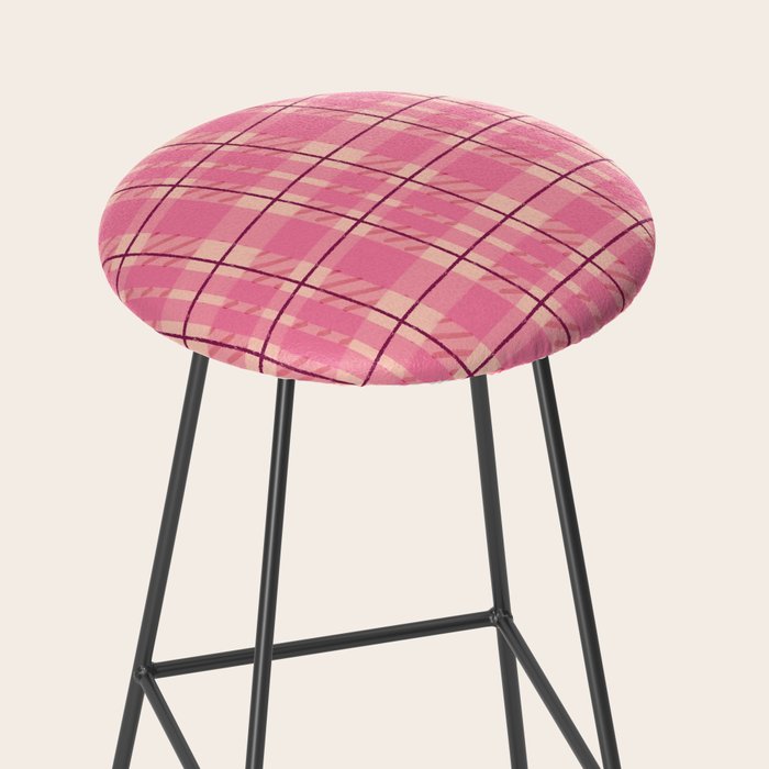 Rustic Pink Tartan Plaid Stool Gallery Image 2